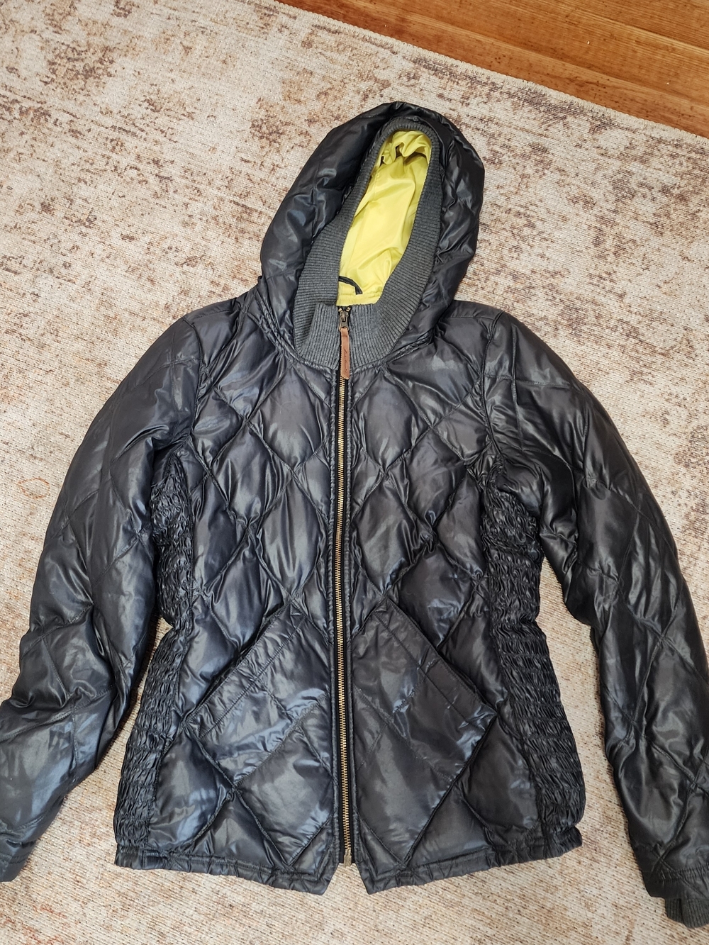 Eddie Bauer Gray Yellow Lined Down Jacket